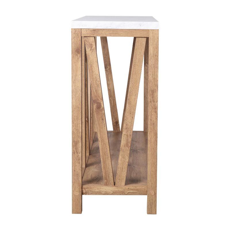 Flash Furniture Farmhouse Style Rustic Entryway Console Table - Warm Oak/Marble Finish Top