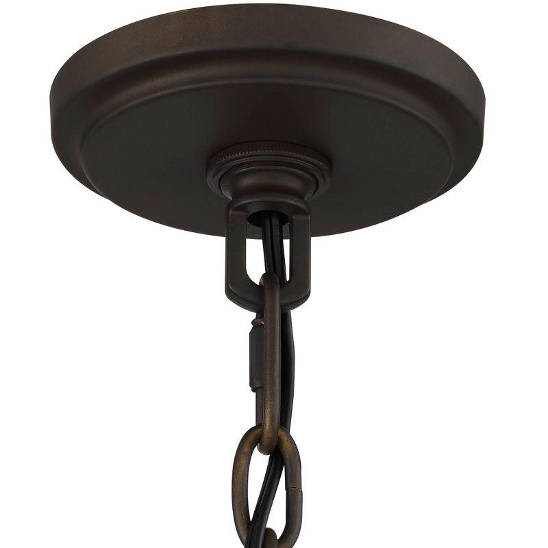 Possini Euro Design Campanelli Bronze Brass Pendant Chandelier 19" Wide Rustic Drum Waterglass Shade 4-Light Fixture for Dining Room Kitchen Island