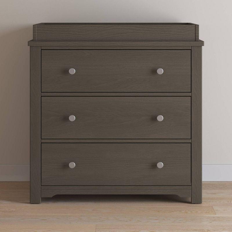 Harmony Dapper Gray 3-Drawer Nursery Dresser with Table Topper