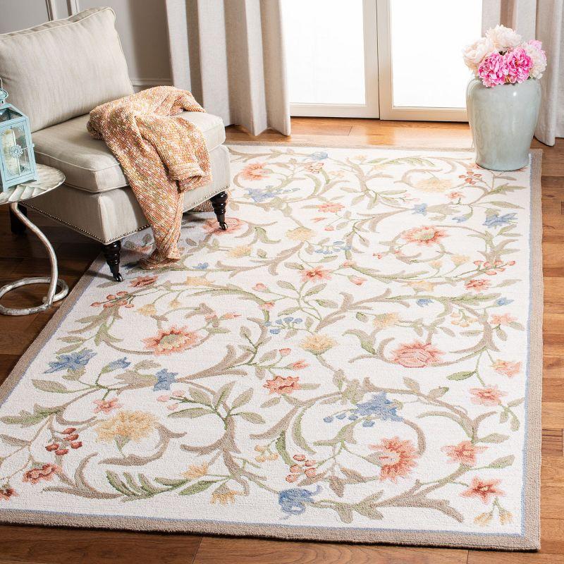 Hand Hooked Wool Floral Rug