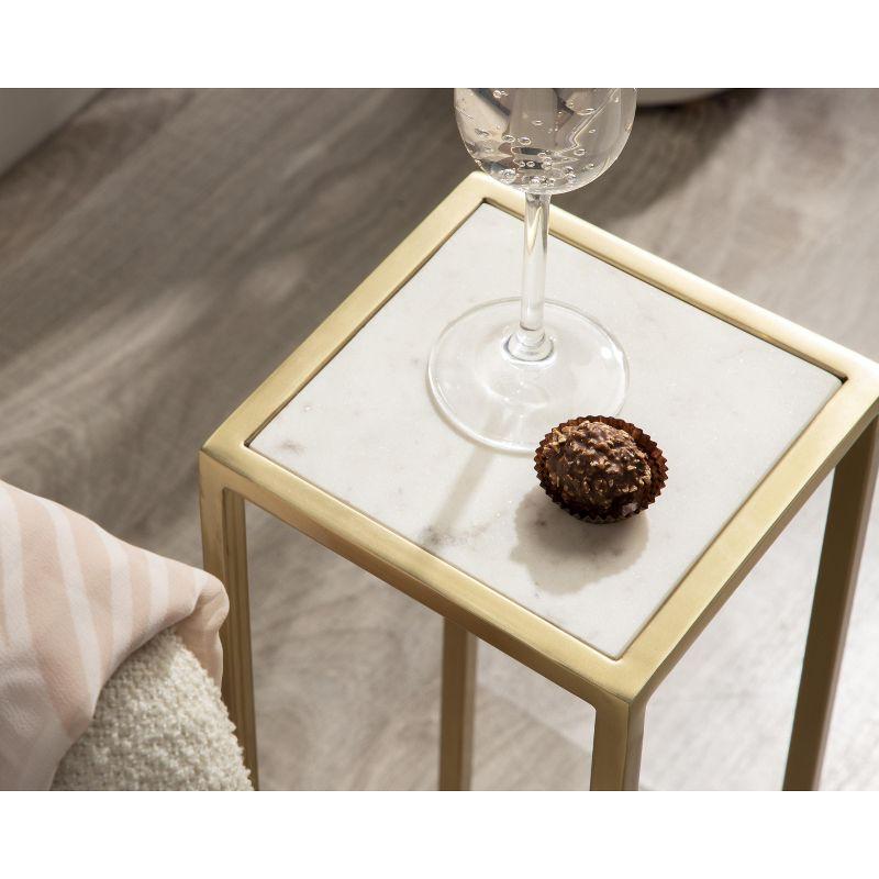 Kate and Laurel Jaspur Square Metal Drink Table, 7x7x21, Gold and White