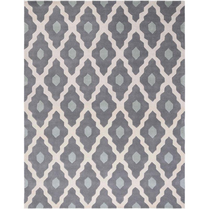 Ivory and Dark Grey Hand-Tufted Wool Area Rug