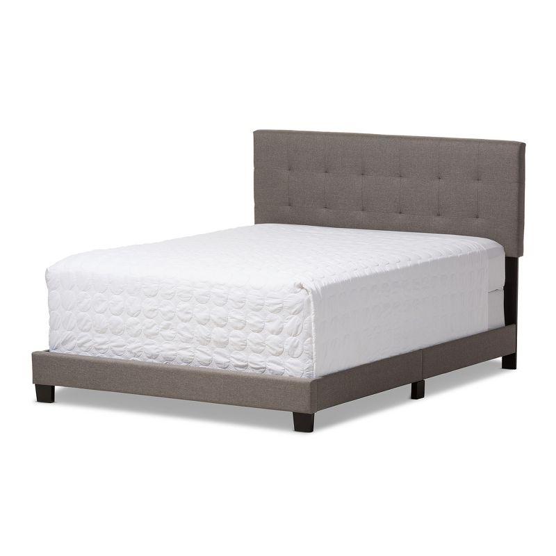 Full Brookfield Modern and Contemporary Fabric Upholstered Grid Tufting Bed Gray - Baxton Studio: MDF Panel Design, Spot Clean