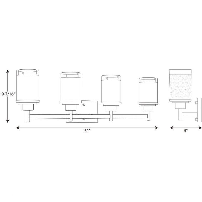 Progress Lighting Alexa Collection 4-Light Bath Fixture, Brushed Nickel, White Linen Glass Shade