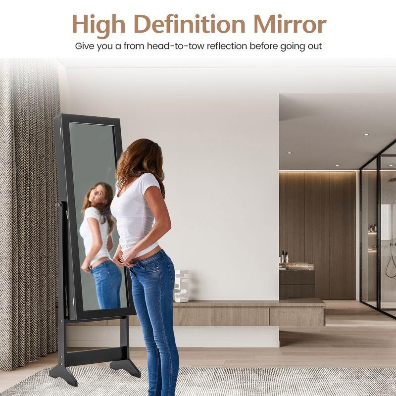 Costway Jewelry Mirrored Cabinet Armoire Organizer Storage Box with Stand Christmas Gift Coffee