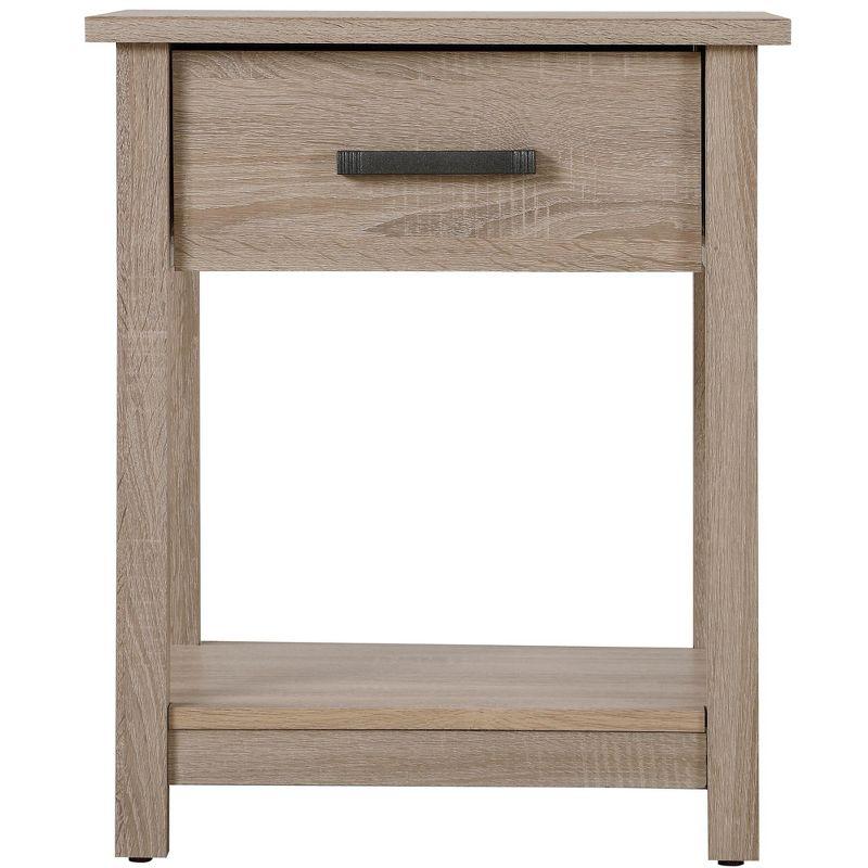 Salem Sandle Wood Modern Nightstand with Open Shelf and Drawer