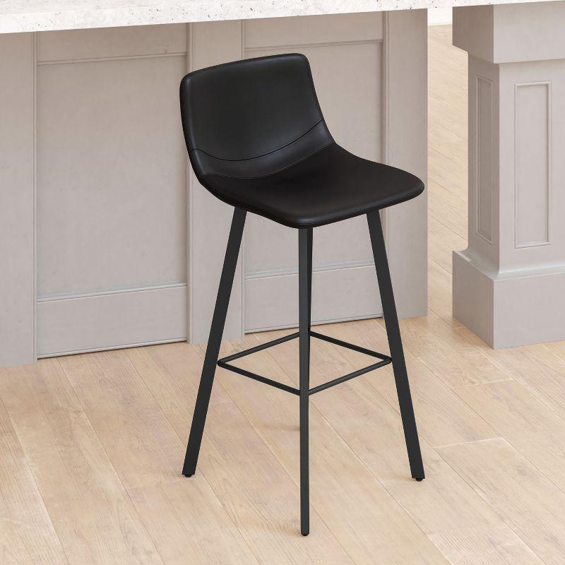 Emma and Oliver Set of Two 30" Modern Upholstered Barstools, Matte Metal Frames and Plastic Floor Glides