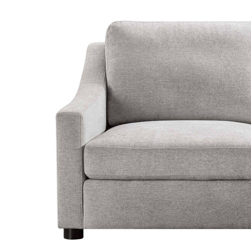 Elegant Gray Chenille Sloped-Arm Loveseat with Pine Frame