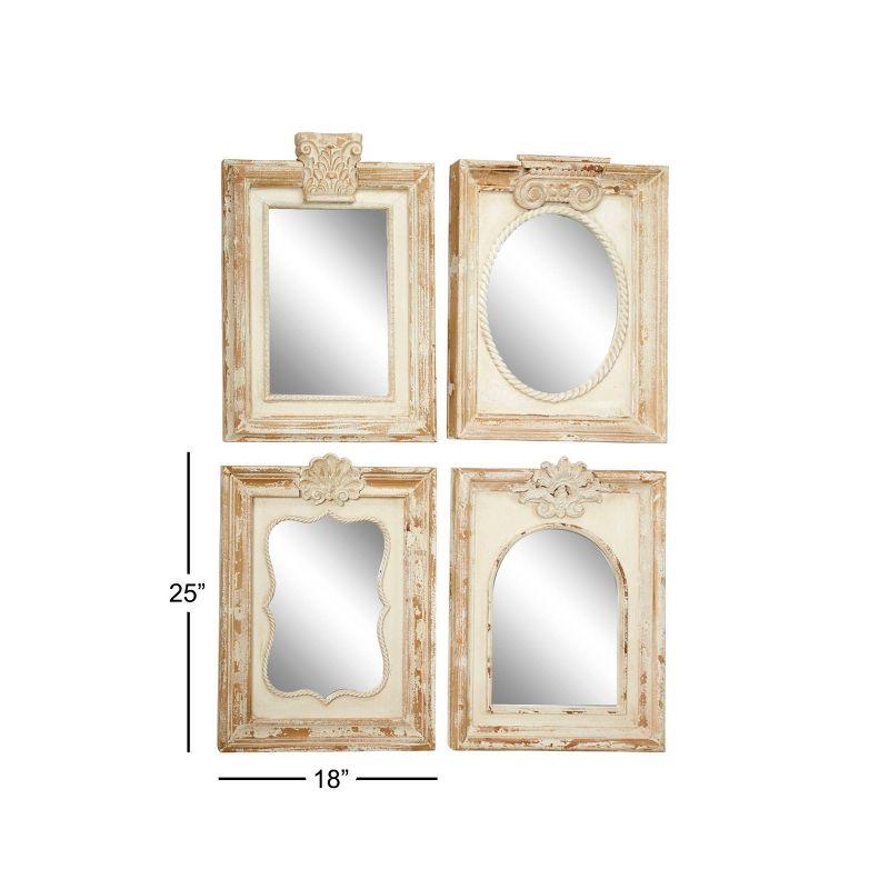 Wood Floral Carved Acanthus Wall Mirror Set of 4 Brown - Olivia & May: Vintage Square Decorative No Assembly Required