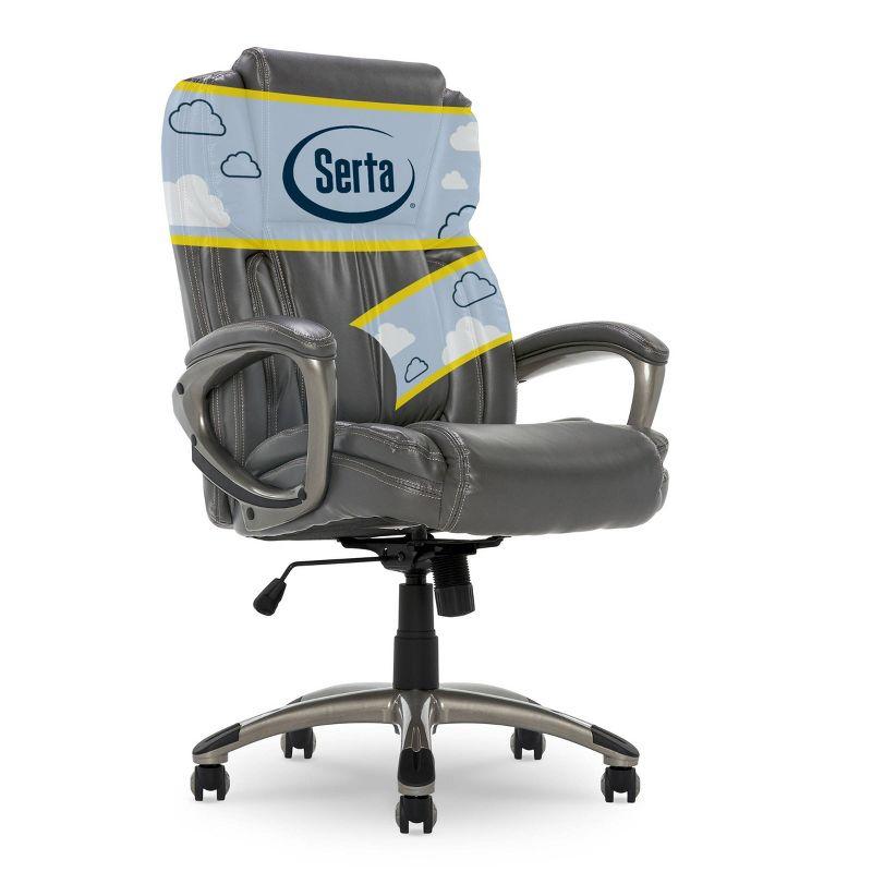 Gray Leather High Back Executive Swivel Office Chair