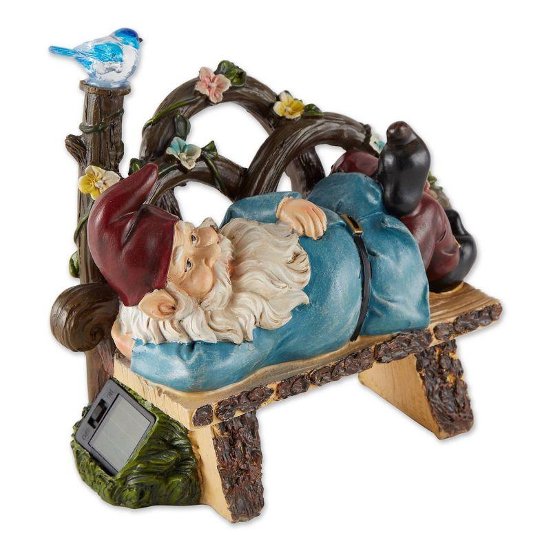 9.75" Polyresin Afternoon Nap Solar Gnome - Zingz & Thingz: Outdoor Garden Statue, Whimsical Decor