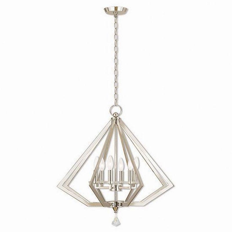 Polished Nickel Diamond 6-Light Chandelier