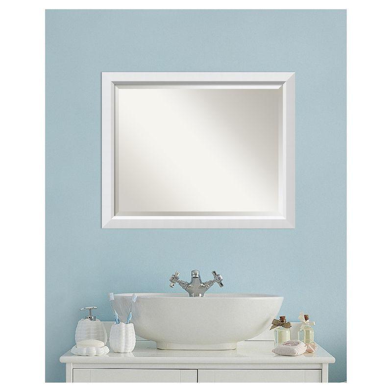 32" x 26" Blanco Wood Framed Bathroom Vanity Wall Mirror White - Amanti Art: Satin Finish, No Assembly Required