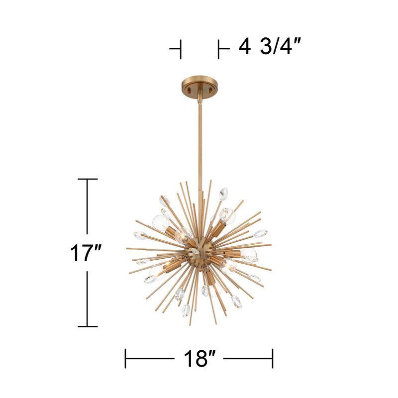 Possini Euro Design Janae Warm Gold Sputnik Chandelier 18" Wide Modern Crystal 9-Light Fixture for Dining Room House Foyer Kitchen Island Entryway