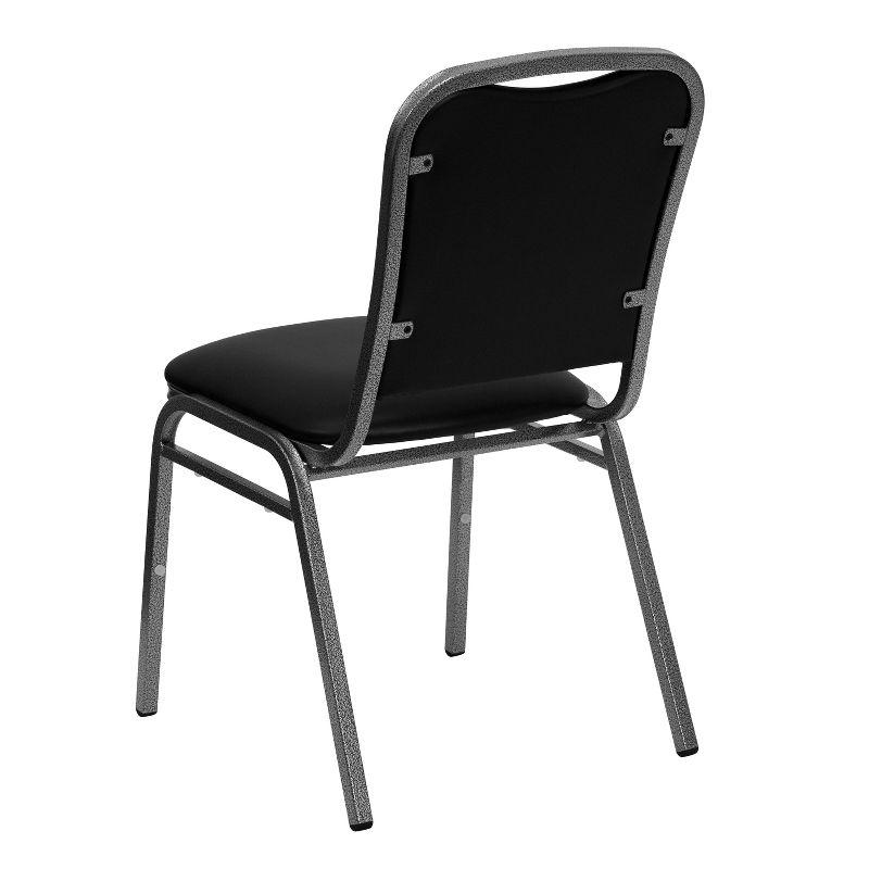 Flash Furniture HERCULES Series Stacking Banquet Chair in Black Vinyl - Silver Vein Frame