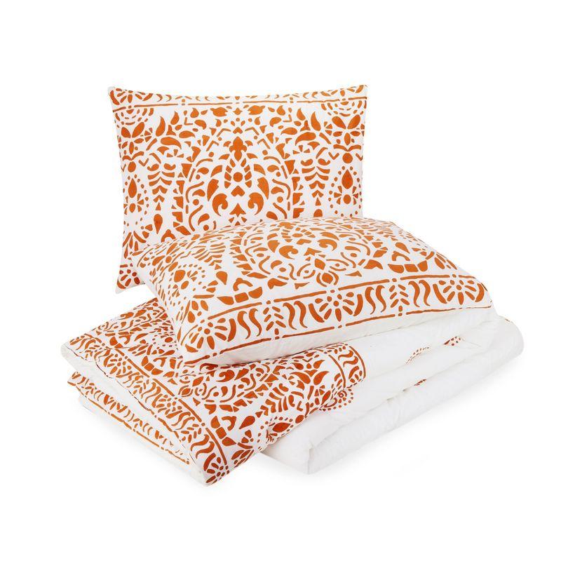 3pc Paloma Comforter Set Orange/White - Laurel & Mayfair