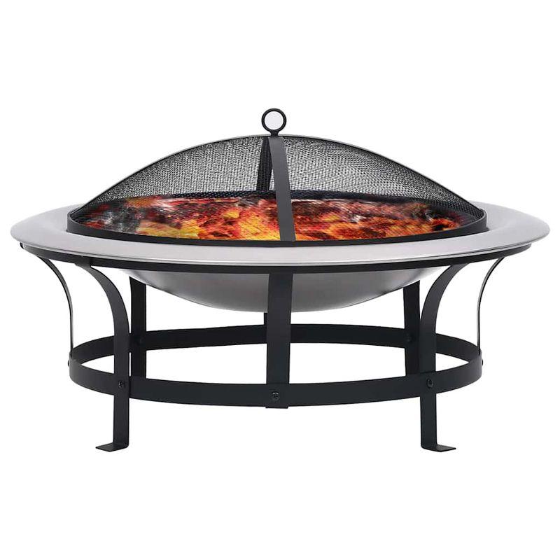 vidaXL Outdoor Fire Pit with Grill Stainless Steel 29.9 in.