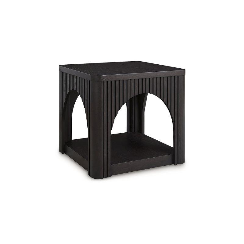 Noir Oak Latticework Modern Accent Table