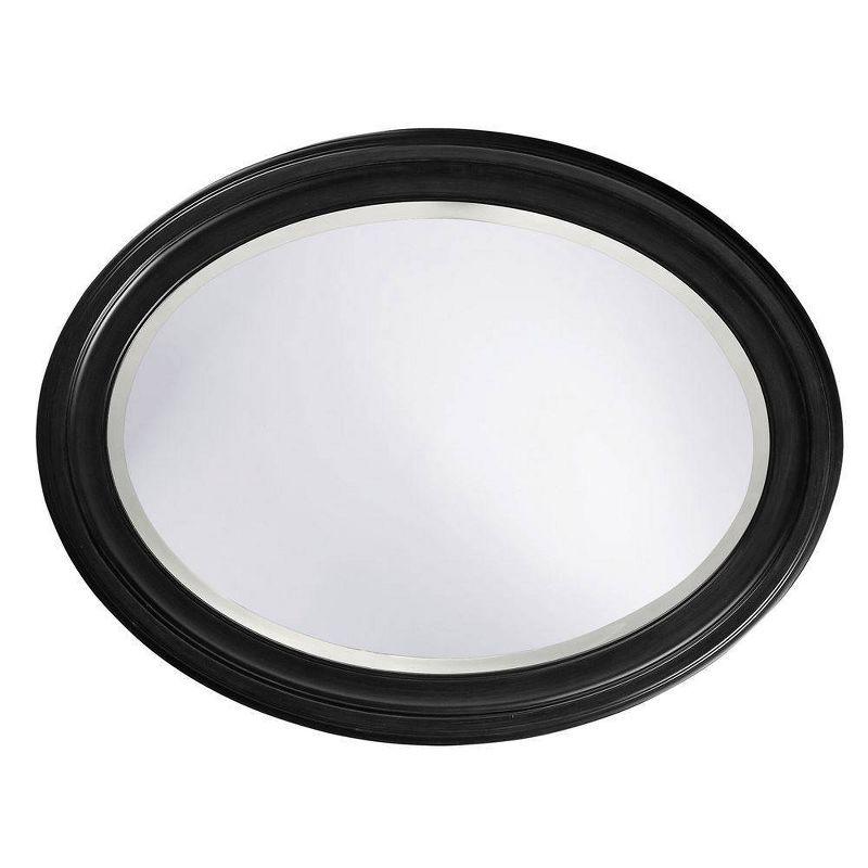 Matte Black Wood Oval Wall Mirror, 38" x 31"