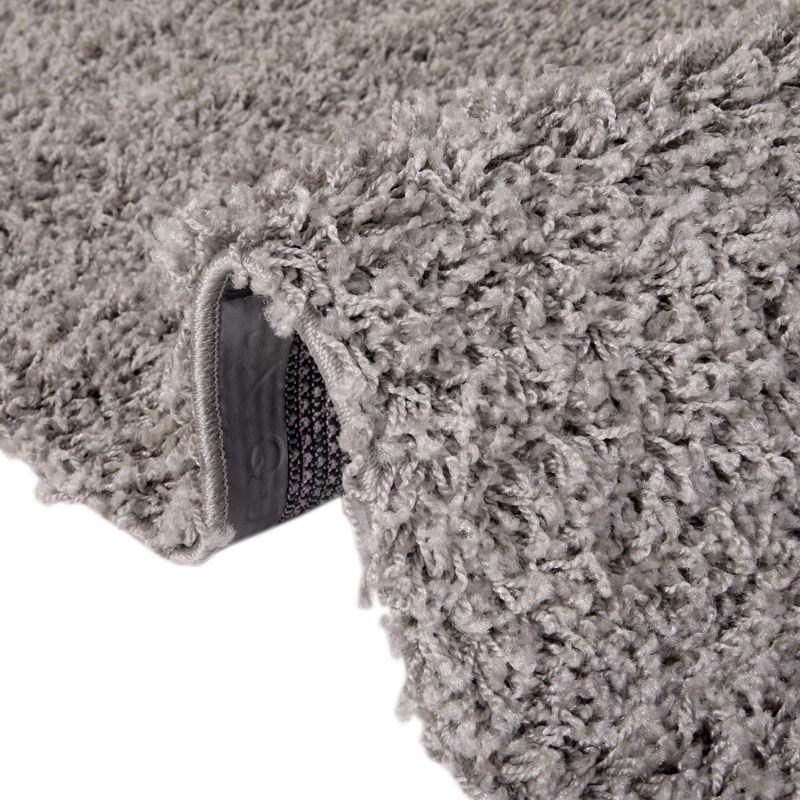 Cloud Gray Octagon Soft Shag Synthetic Area Rug