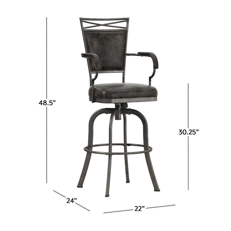 Hillsdale Furniture Bridgetown Metal Bar Height Swivel Stool Pewter: Upholstered, Armrests