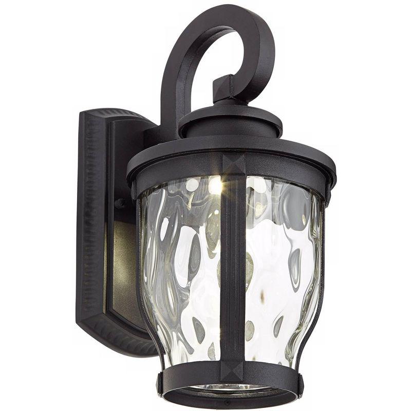 Minka Lavery Rustic Outdoor Wall Light Fixture Black LED 12 1/4" Clear Hammered Glass for Post Exterior Barn Deck Porch Yard Patio