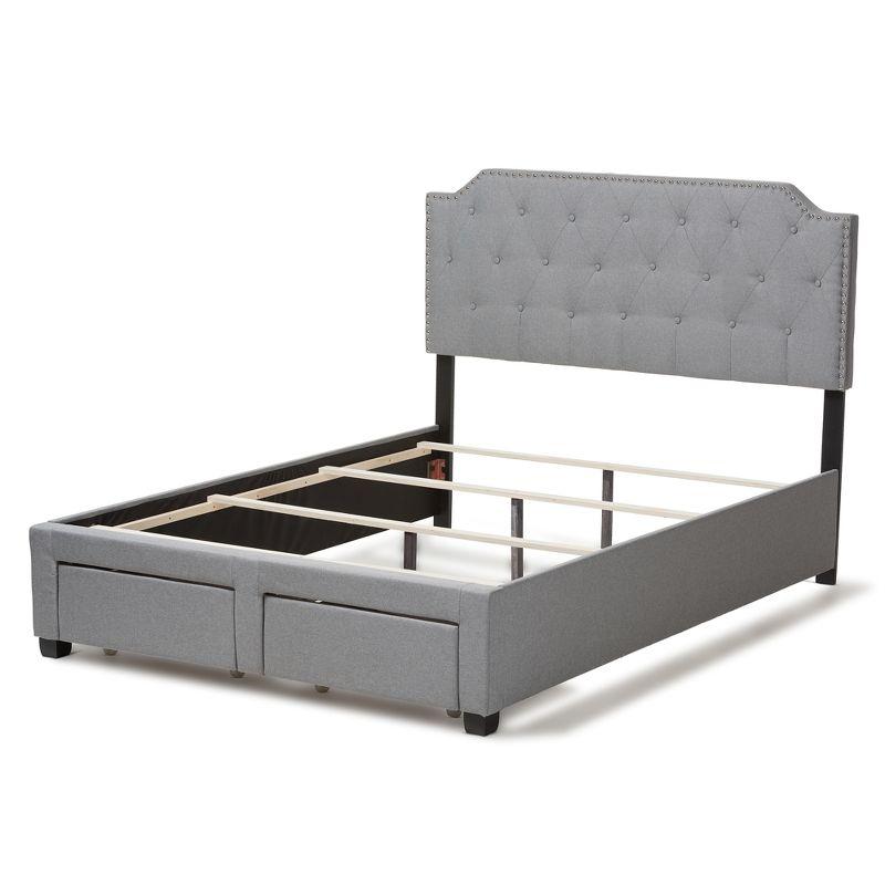 Queen Aubrianne Modern and Contemporary Fabric Upholstered Storage Bed Gray - Baxton Studio: Wood Composite Frame, Polyester Fill