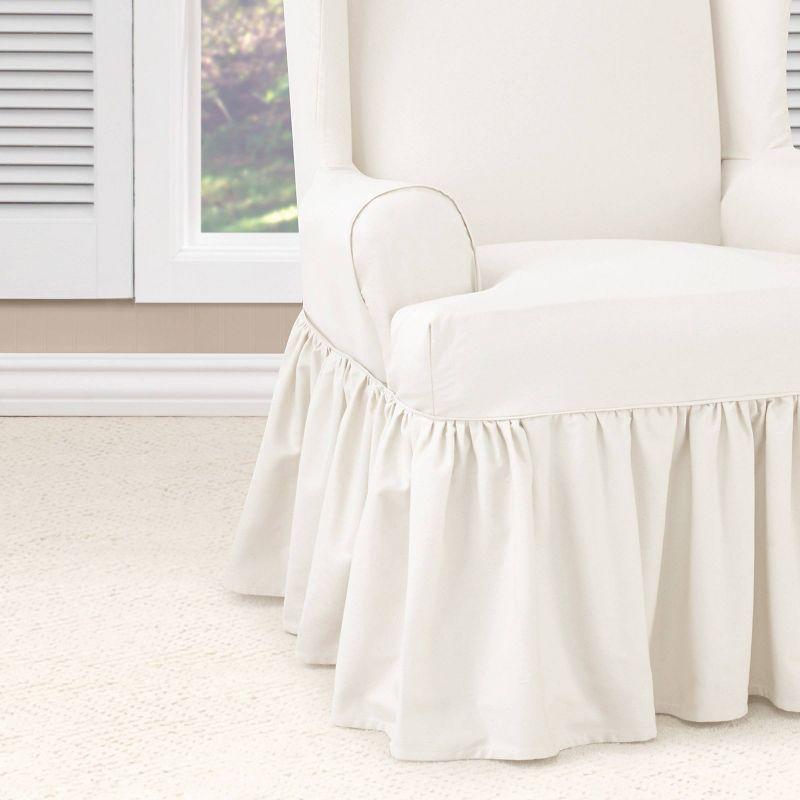 Sure Fit Essential Twill Cotton T-Cushion Wingback Slipcover