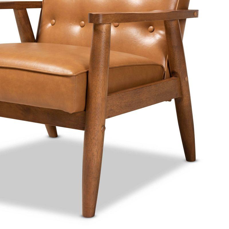 Sorrento Mid-Century Faux Leather Upholstered Wood Lounge Chair Walnut/Brown - Baxton Studio