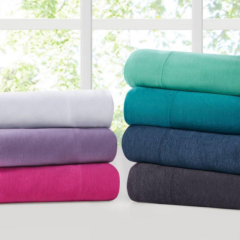 Teal Twin Jersey Knit Polyester Sheet Set