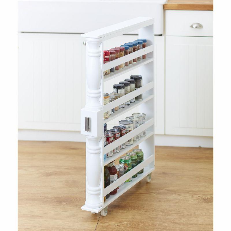 The Lakeside Collection Slim Rolling Can and Spice Racks - White