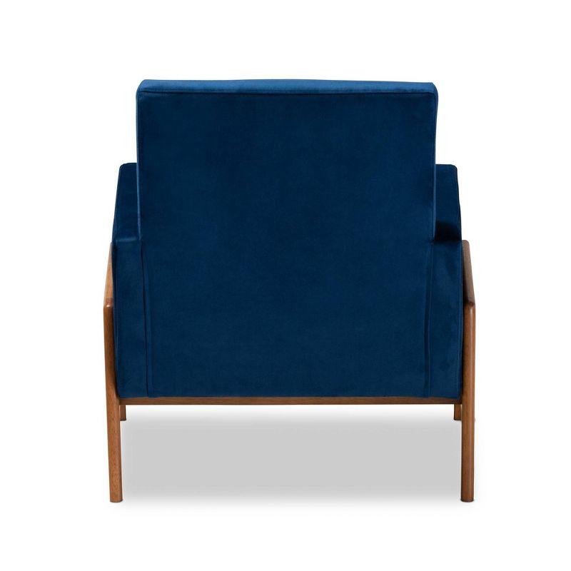 Perris Mid-Century Modern Velvet Fabric Upholstered Wood Lounge Chair - Baxton Studio