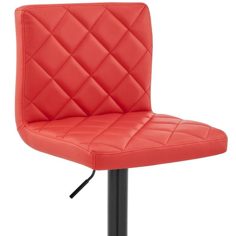 Contemporary Red Faux Leather Adjustable Swivel Barstool with Metal Base