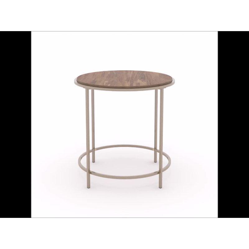 International Lux Side Round Table Sindoori Mango - Sauder: Modern, Gold Frame, Wood Laminate