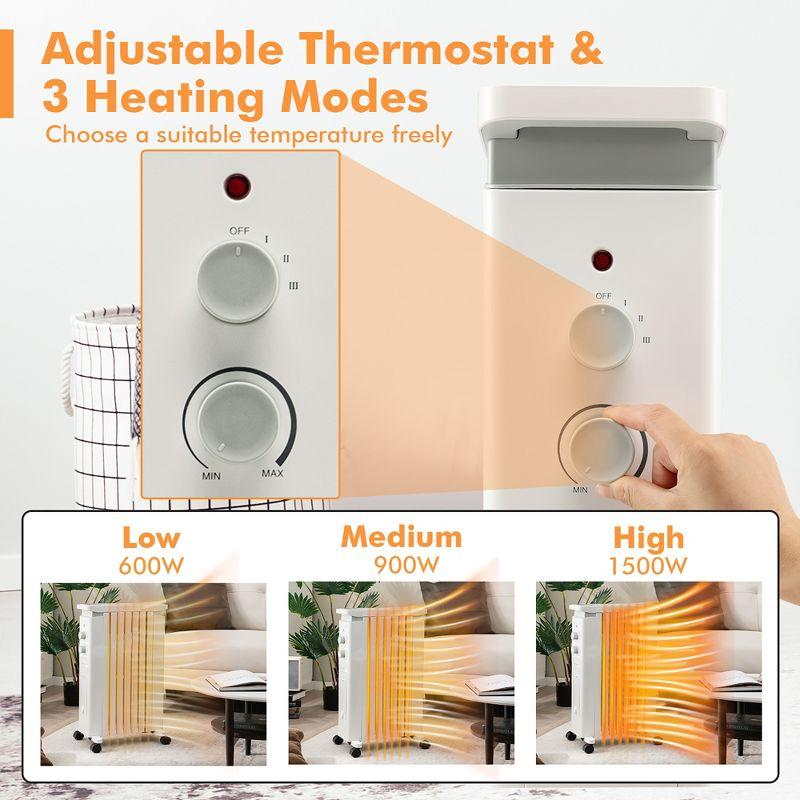 Costway 1500W Oil Filled Radiator Heater Electric Space Heater w/ Humidifier White\Black