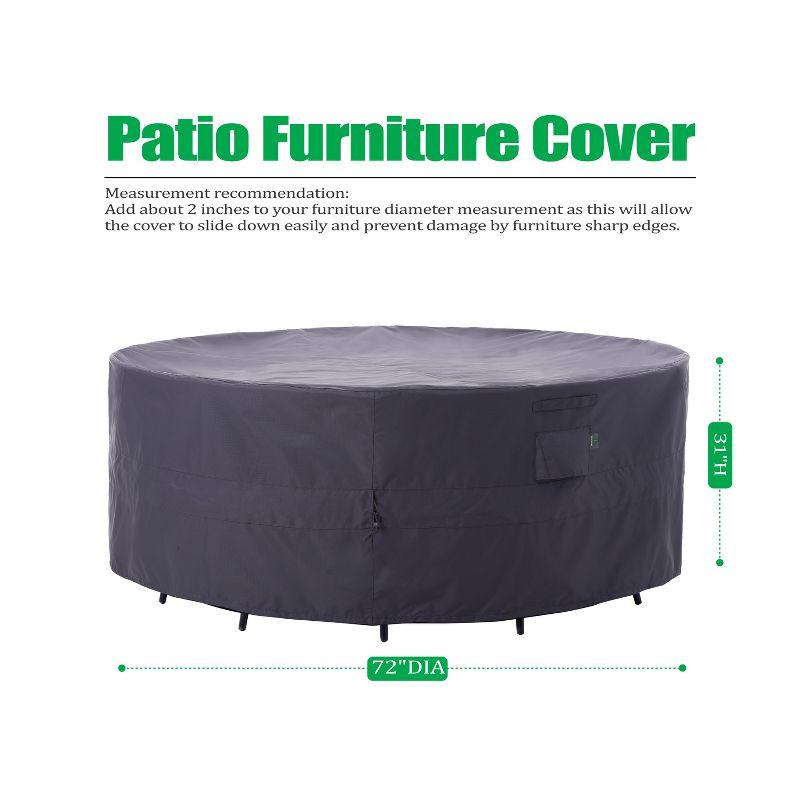 F&J Outdoors Premium Waterproof Outdoor Patio Round Table Cover: Latest Rip-Stop Fabric, 3-Year Warranty