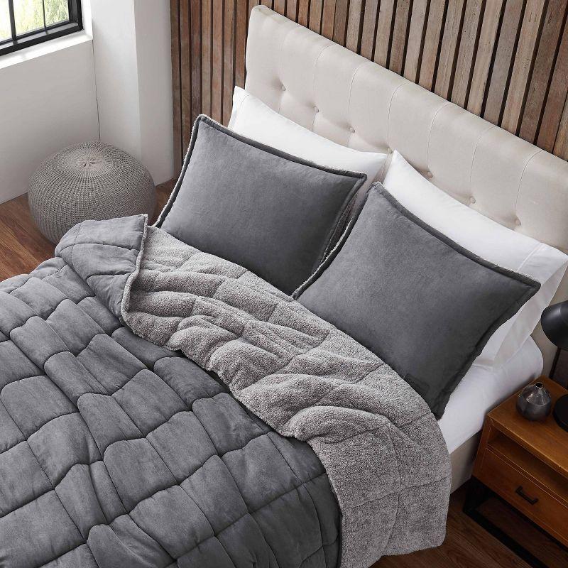 Full Gray Reversible Cotton Down Alternative Comforter Set