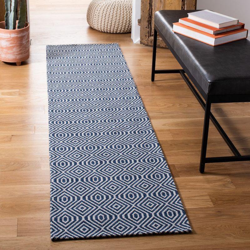 Augustine Boho-Chic Navy & Light Grey Flatweave Runner Rug