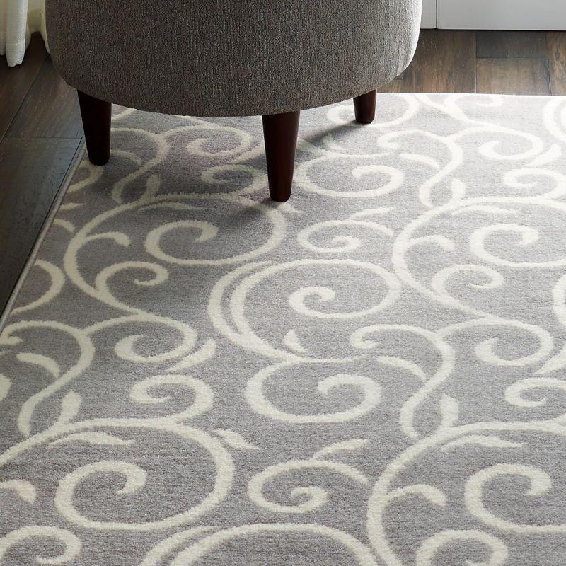 Nourison Grafix 3'9" x 5'9" (4' x 6') Grey Area Rug Bohemian Contemporary Botanical by Nourison