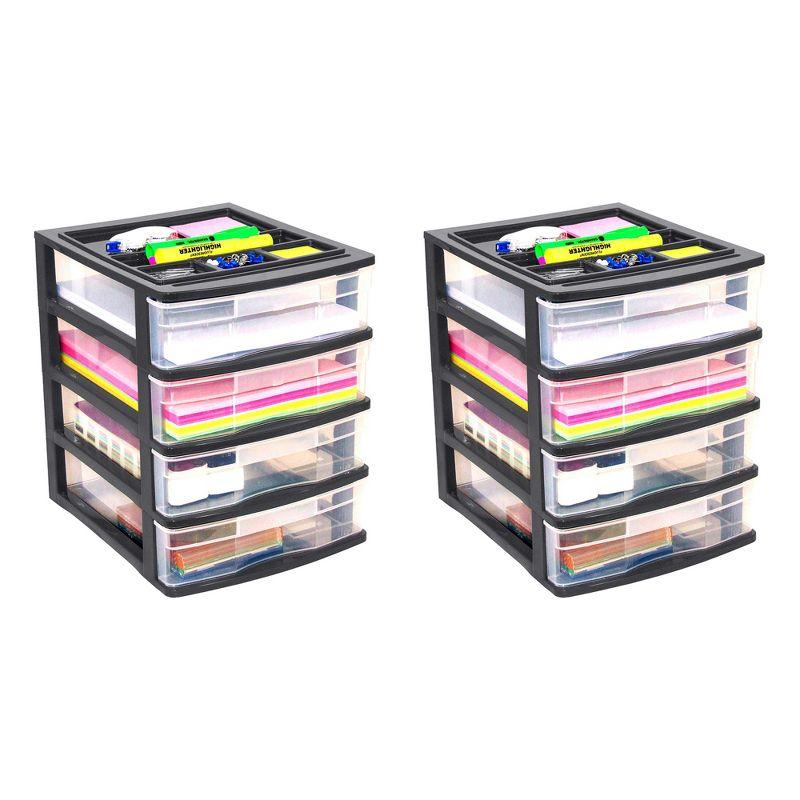 Black Plastic Resin 4-Drawer Desktop Storage Organizer