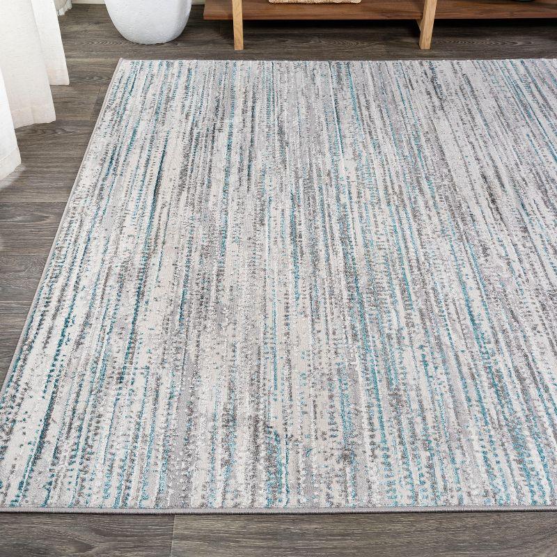 8'x10' Loom Modern Strie'  Area Rug, Gray/Turquoise - JONATHAN Y