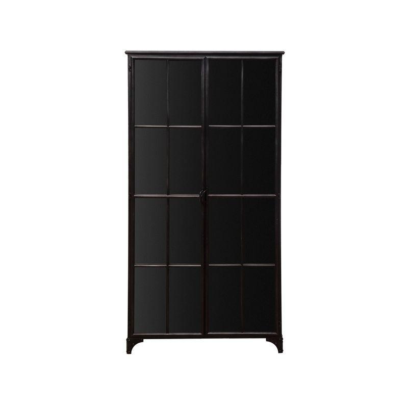 Black Metal 71" Tall Storage Cabinet with Glass Doors