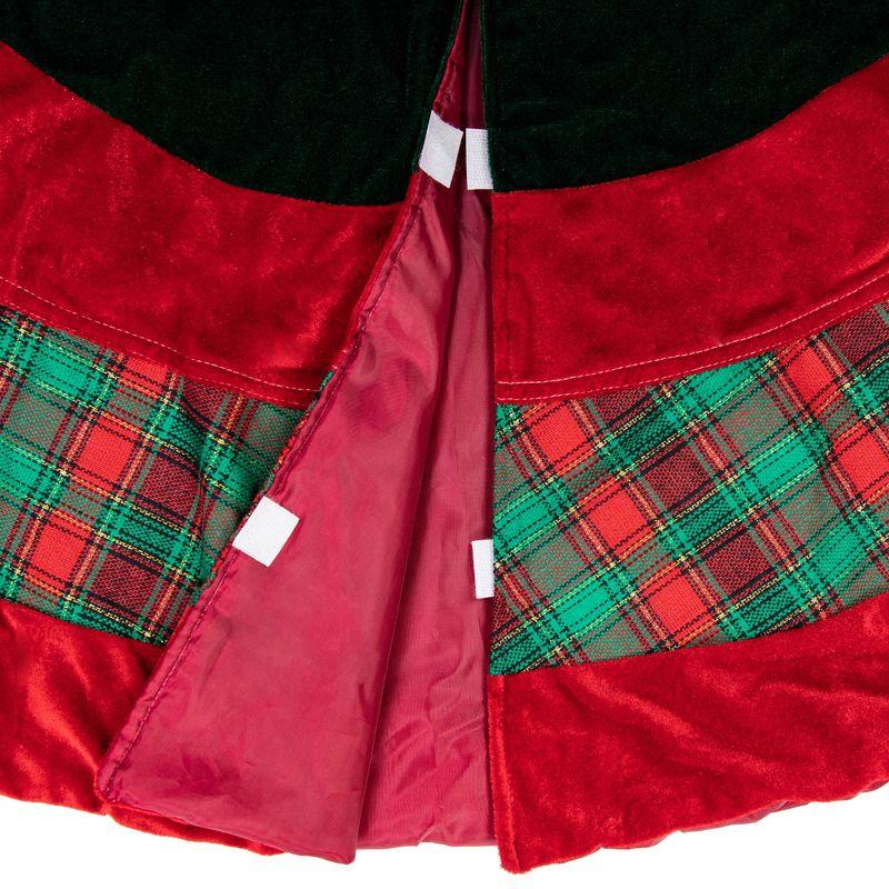 Northlight 48" Red and Green Plaid Velveteen Christmas Tree Skirt