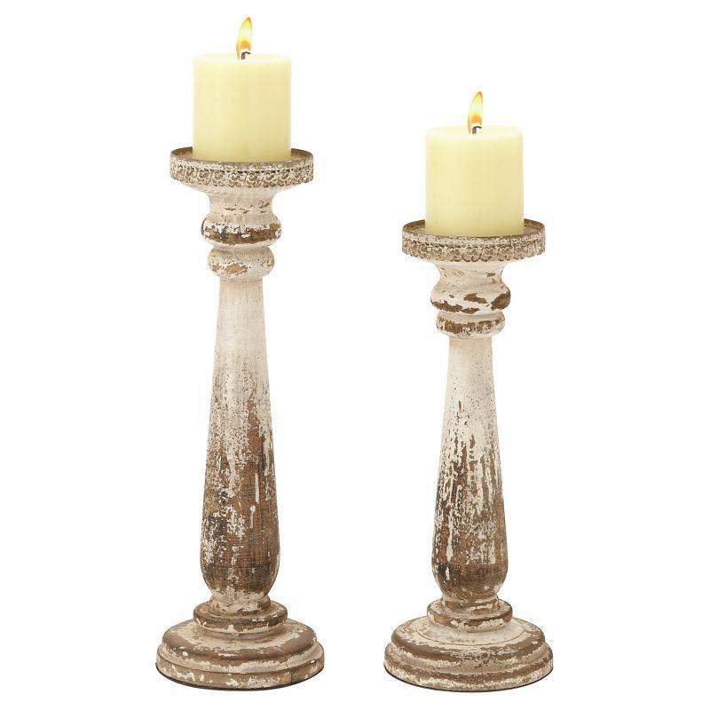 Winter Elegance Wood Candle Lantern Set, Rustic Brown, 17"