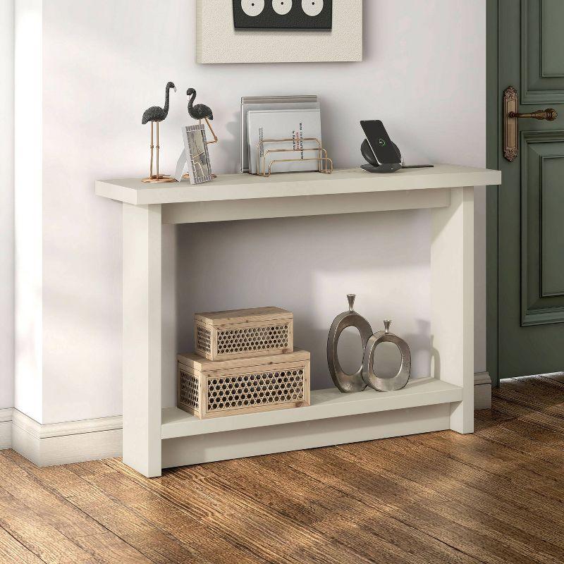 miBasics Nortal 47.24" Console Table Modern 1 Shelf with Usb and Power Ports Soft White