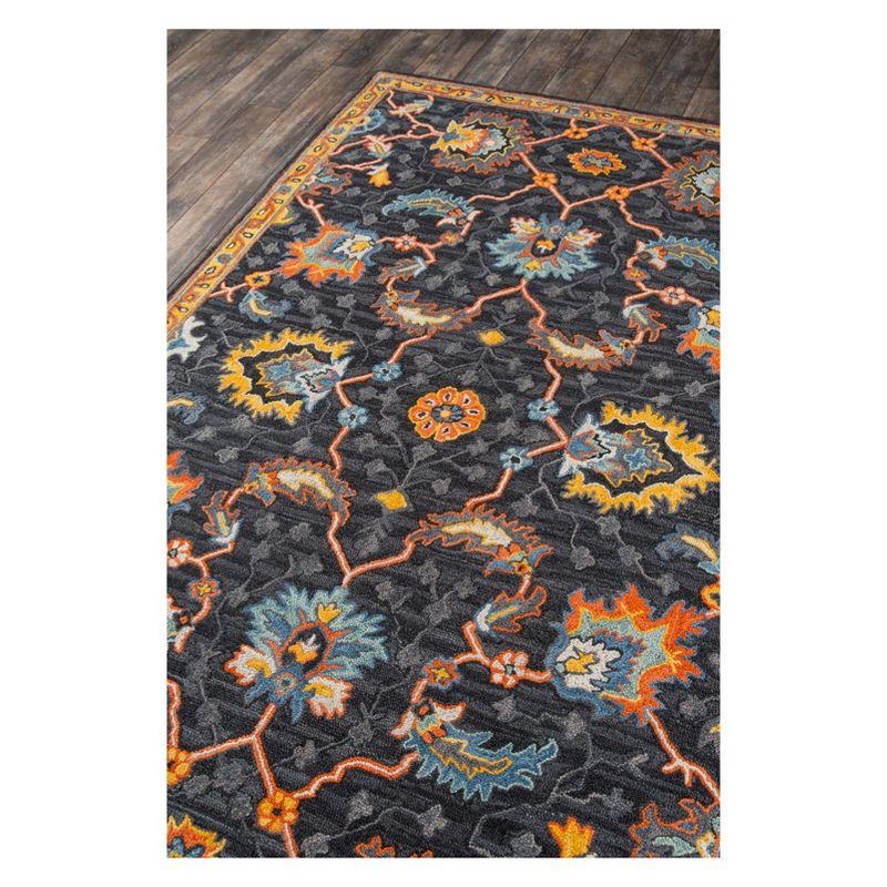 Momeni 2'x3' Floral Tufted Accent Rug Charcoal: Wool Botanical Area Rug, Traditional Handmade Medium Pile