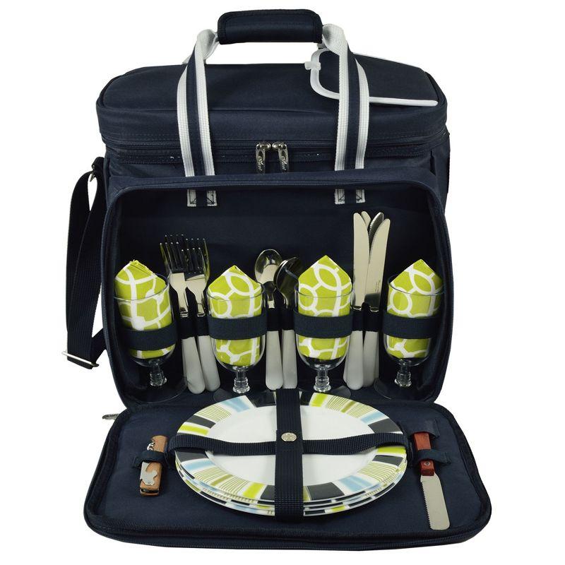 Green Insulated Picnic Cooler with Service for Four