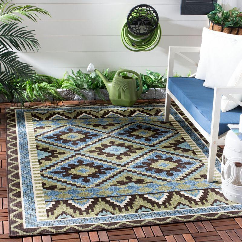 Veranda VER096 Power Loomed Indoor/Outdoor Accent Rug - Green/Chocolate - 2'7"x5' - Safavieh.