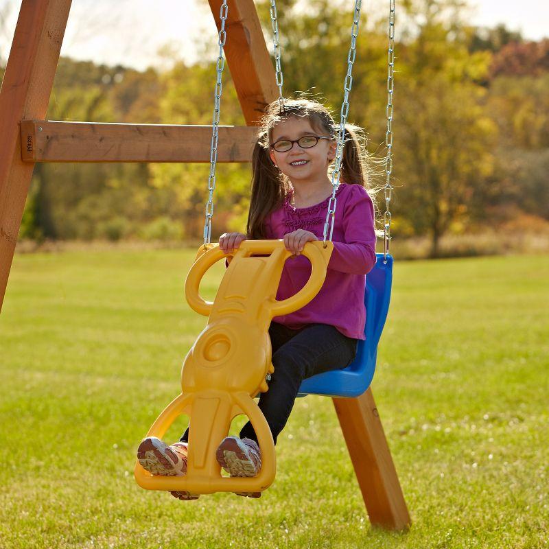 ErgoGlide Single-Child HDPE Swing in Blue and Yellow