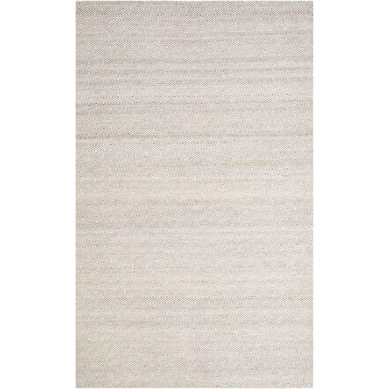 Ivory and Graphite Handwoven Wool Kilim Area Rug 5' x 8'